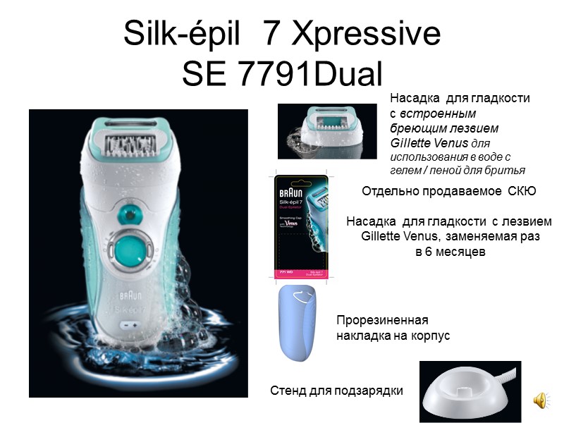 Silk-épil  7 Xpressive SE 7791Dual Насадка  для гладкости с встроенным бреющим лезвием